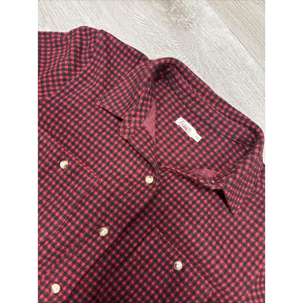 Faherty Legend Sweater Shirt Womens M Red Gingham Long Sleeve Pockets Stretch